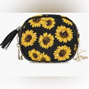 ALAZA Yellow Sunflower PU Leather Crossbody Bag with Tassel NIB